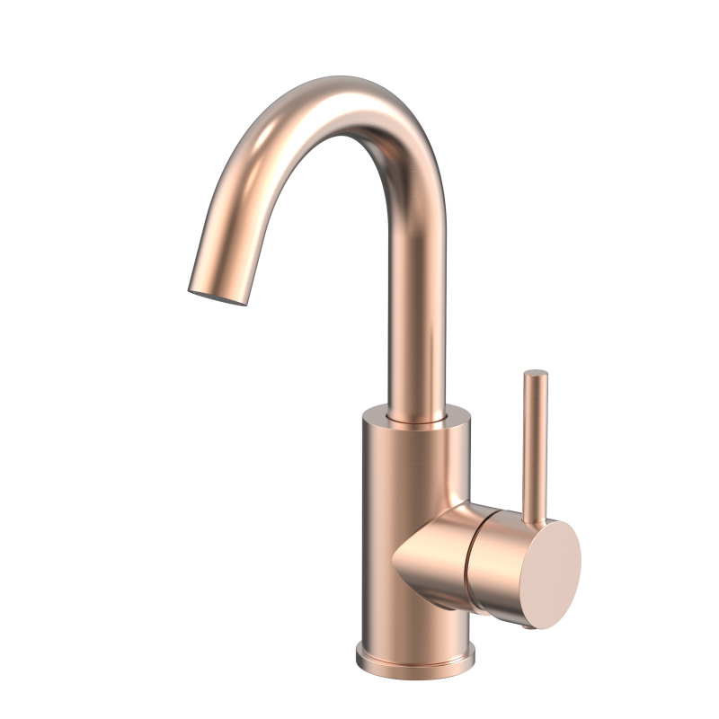Grifo para fregadero de recipiente de acero inoxidable, oro rosa, cobre amargo