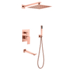  Juego de ducha oculta de tres vías para baño, acero inoxidable 304, cobre, oro rosa, montado en la pared 