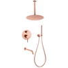 Juego de ducha con cabezal oculto para baño montado en la pared, cobre, oro rosa