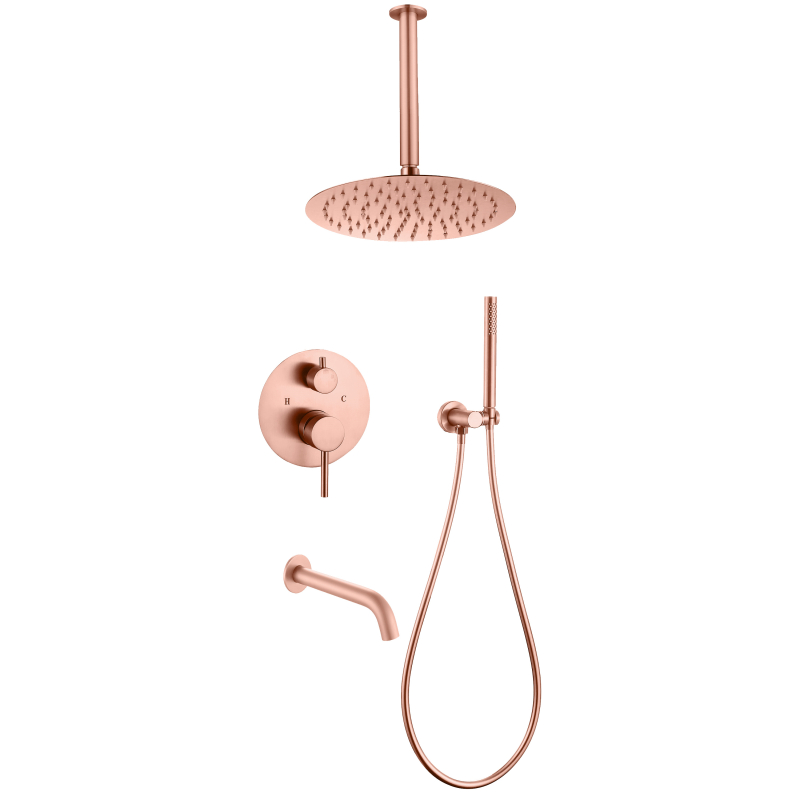 Juego de ducha oculto de acero inoxidable 304, cobre amargo, oro rosa
