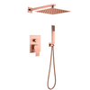 Mezclador de agua fría y caliente cuadrado de cobre y oro rosa de acero inoxidable 304, juego de ducha de baño oculto tipo lluvia montado en la pared 