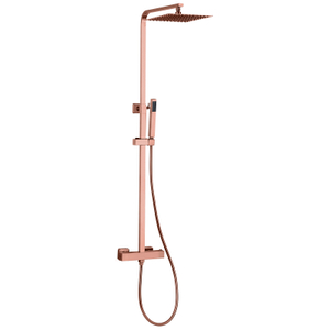 Juego de mezclador de ducha termostático para baño, cuadrado, cobre, oro rosa, acero inoxidable 304 moderno