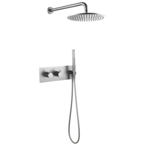 Juego de ducha con marca de agua para baño montado en la pared de níquel cepillado Ycfaucet de acero inoxidable 304 