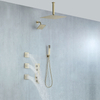 Juego de mezclador de ducha termostático oculto de 4 funciones para baño de oro moderno blanco