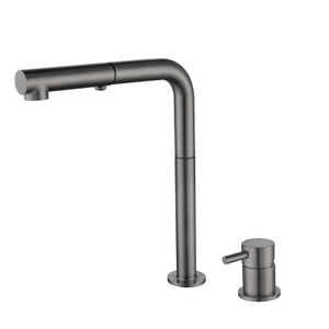 Grifos de fregadero de cocina abatibles con manija Ycfaucet separada gris pistola de acero inoxidable 304 de lujo