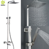 Sistema de ducha termostático 304 Acero inoxidable de tres funciones Juego de ducha de lluvia para baño Columna mezcladora