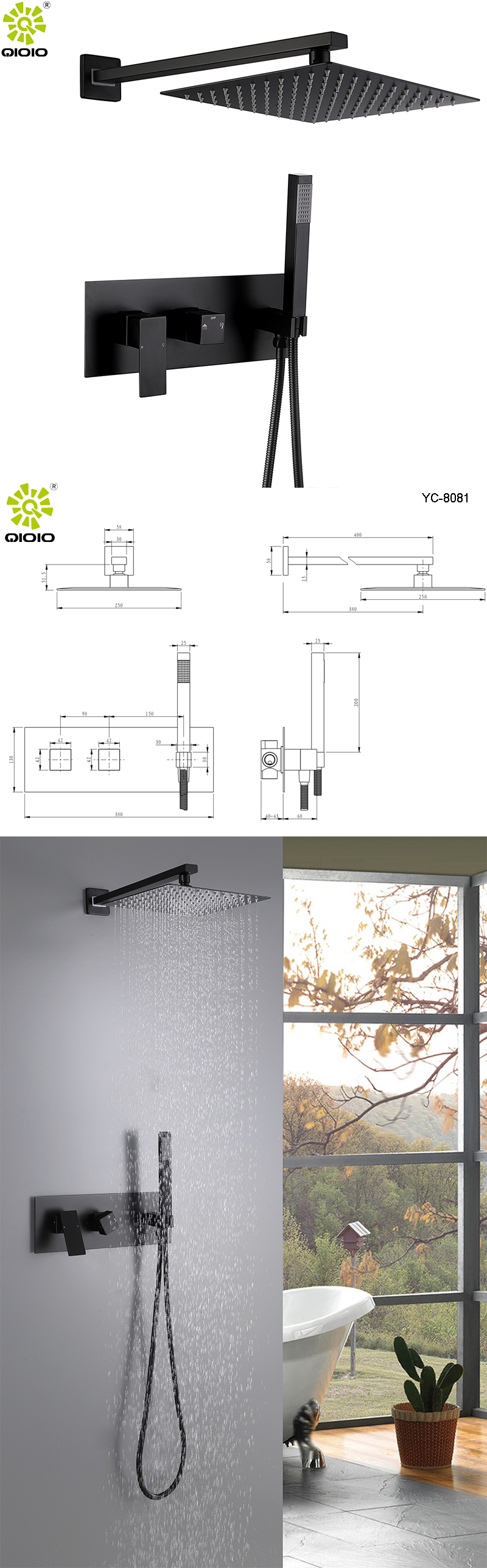 Dos funciones en la ducha montada en la pared.