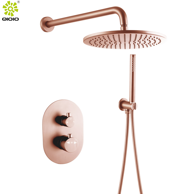 cUPC de alta calidad montado en la pared 304 juego de ducha termostática de plomo sin cepillado de acero inoxidable