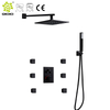 Cabezal de ducha LED 3 funciones de latón set de ducha termostático empotrado negro