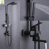 Grifo mezclador de columna de ducha de baño cuadrado de lluvia de acero inoxidable 304 cepillado negro mate de alta calidad