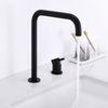 Grifos de lavabo de baño con manija separada, color negro mate, de acero inoxidable 304