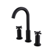 Grifo de doble manija de doble orificio para lavabo de baño negro de acero inoxidable 304