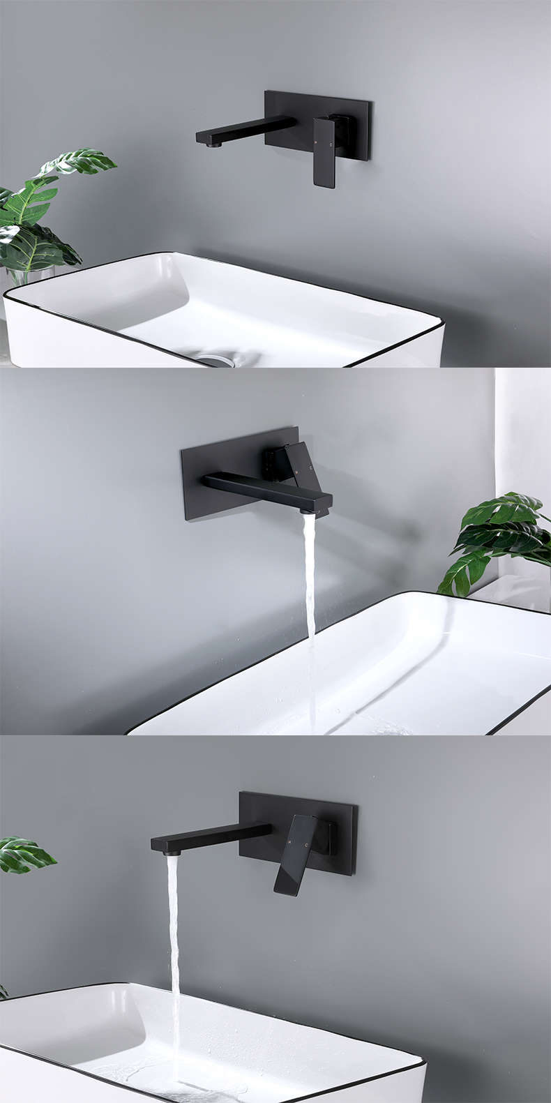 Grifo para lavabo de ba&ntilde;o con montaje en pared, 