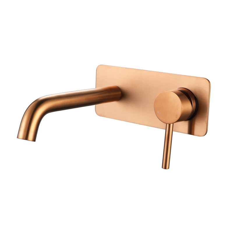 Grifo de pared de acero inoxidable dorado rosa