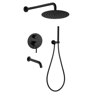 Juegos de grifos de ducha y bañera ocultos para baño, montados en la pared, color negro, de acero inoxidable 304