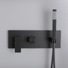 Juegos de grifos ocultos para baño y ducha de baño montados en la pared, cuadrados, de acero inoxidable 304, color negro