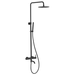 Juego de mezclador de ducha de 3 funciones para baño negro con pistola de acero inoxidable 304