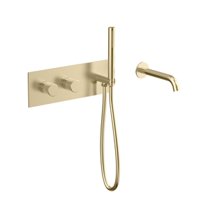 NUEVO juego de grifo de ducha para bañera oculta para baño montado en la pared de Oro pulido de acero inoxidable 304