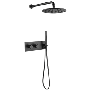 Juego de mezclador de ducha oculto para baño montado en la pared, color negro, pistola moderna de acero inoxidable 304