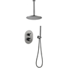 Juego de ducha con cabezal termostático oculto gris con pistola de baño de acero inoxidable 304 moderno