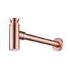 Desagüe de tubo de desagüe oculto para pared de oro rosa de cobre cepillado, lavabo decorativo para baño, trampa para botellas de acero inoxidable, sifón 