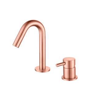 Grifo de lavabo de baño con manija separada de dos orificios de oro rosa de cobre de acero inoxidable 304
