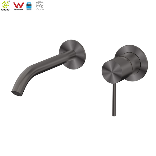 Grifo con marca de agua, suministro de fábrica, acabado negro, grifos mezcladores montados en una sola pared, frío y caliente, grifería de acero inoxidable 316L