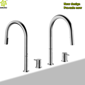 Grifo de fregadero extraíble dividido mezclado en caliente y frío de acero inoxidable 304