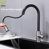 Grifo de fregadero de cocina con sensor táctil negro mate montado en cubierta de acero inoxidable 304
