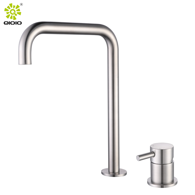 Grifo de lavabo de baño de acero inoxidable 304 caliente y frío negro mate de dos agujeros de venta en caliente