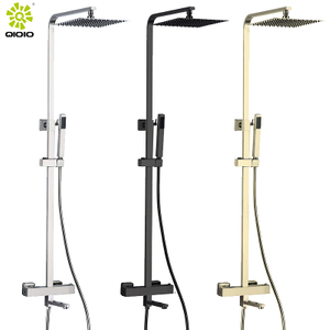 Sistema de ducha termostático 304 Acero inoxidable de tres funciones Juego de ducha de lluvia para baño Columna mezcladora