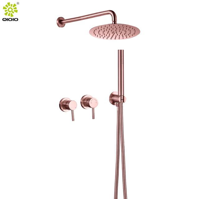 Conjunto de mezclador de ducha de baño montado en la pared con cabezal de ducha con cabezal de lluvia de acero inoxidable 304