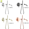 Juego de grifos de ducha ocultos 304 Acero inoxidable plateado cepillado Montado en la pared Mezclador de agua fría y caliente Ducha de baño