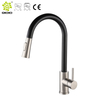 Grifo de fregadero de cocina con sensor táctil negro mate montado en cubierta de acero inoxidable 304