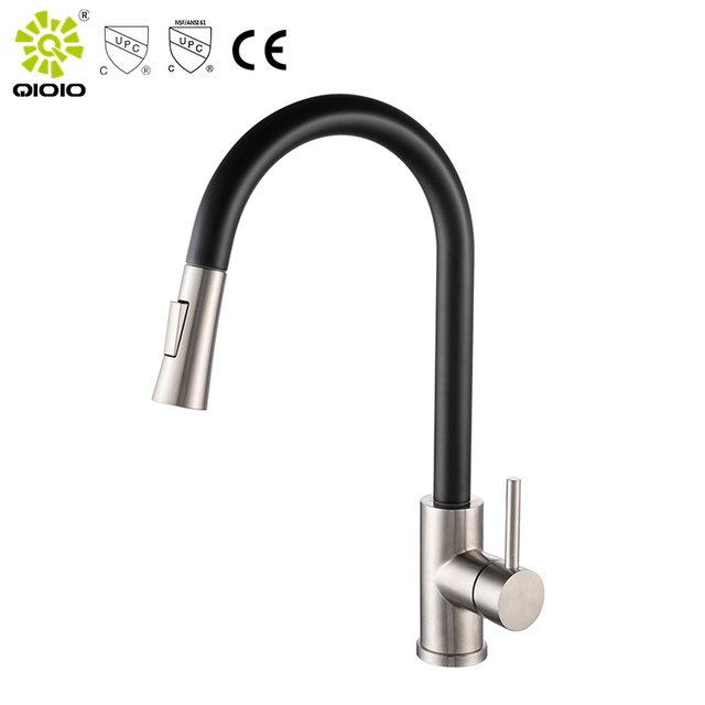 Grifo de fregadero de cocina con sensor táctil negro mate montado en cubierta de acero inoxidable 304