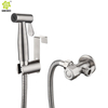 Juego de rociador de bidé portátil de mano cromado Shattaf de baño de acero inoxidable 304 para inodoro