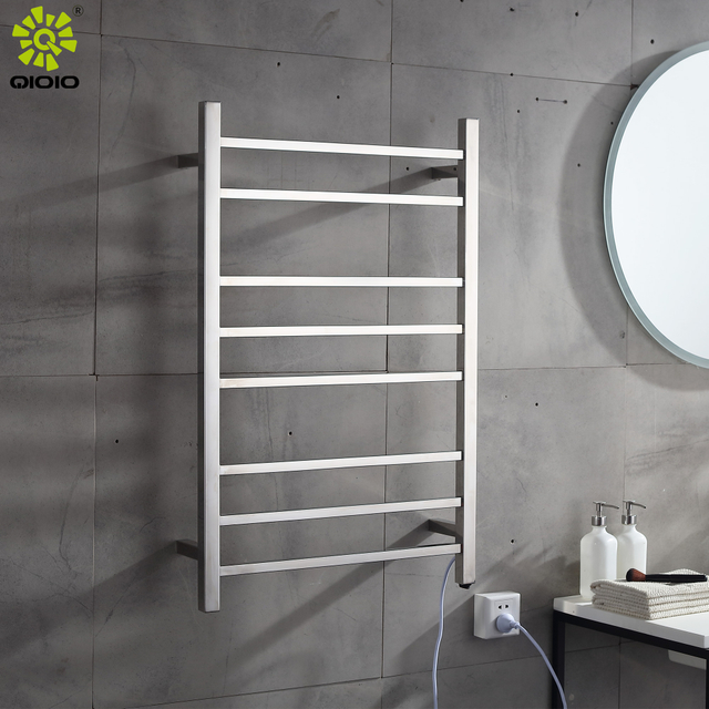 Accesorios de baño de fábrica 304 toallero calefactado montado en la pared cuadrado de acero inoxidable
