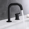 Grifos de lavabo de baño con manija separada, color negro mate, de acero inoxidable 304