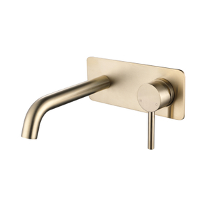 Grifo monomando para lavabo de baño, montaje en pared, moderno, de acero inoxidable 304, oro cepillado