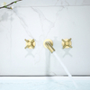 Grifo de doble manija para lavabo de baño con montaje en pared de oro cepillado de acero inoxidable 304 