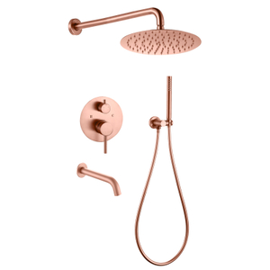 Juegos de grifos de bañera y ducha ocultos para baño montados en la pared de oro rosa de cobre de acero inoxidable 304