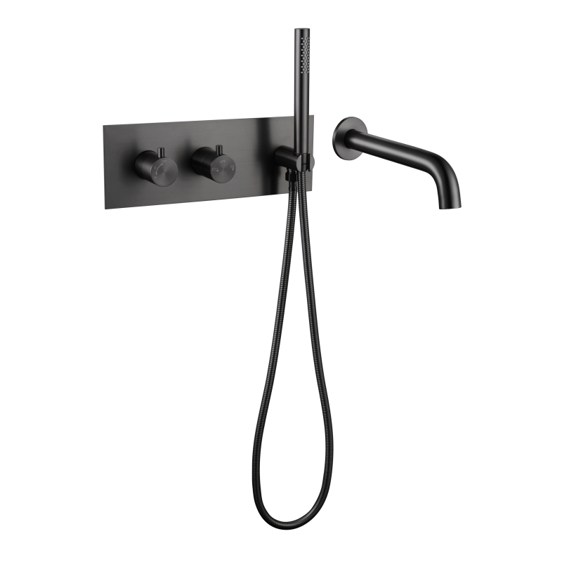 Juego de ducha empotrado negro pistola de acero inoxidable 304