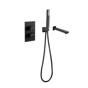 Juego de ducha de mano termostático de baño cuadrado negro de acero inoxidable 304 