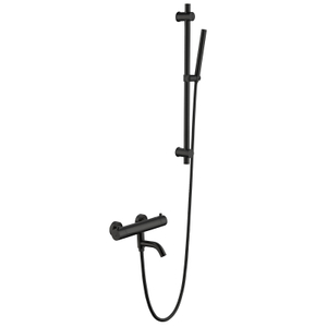 Juego de ducha de mano termostática de 2 funciones para baño negro mate de acero inoxidable 304