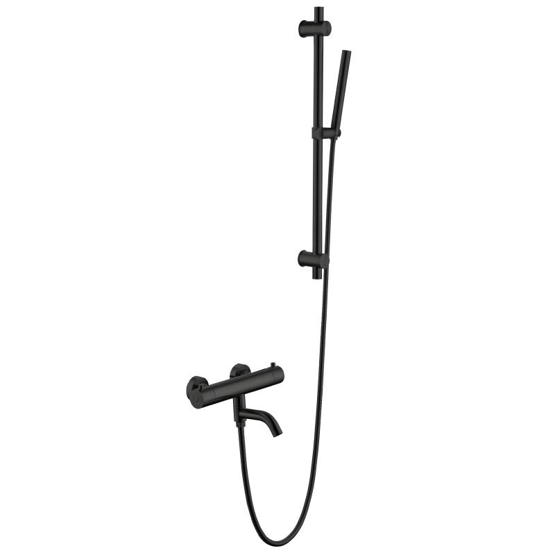 Mezclador termost&aacute;tico de ducha de ba&ntilde;o negro mate de acero inoxidable 304