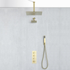 Juego de mezclador de ducha termostático oculto de 3 funciones para baño de oro cepillado moderno dorado