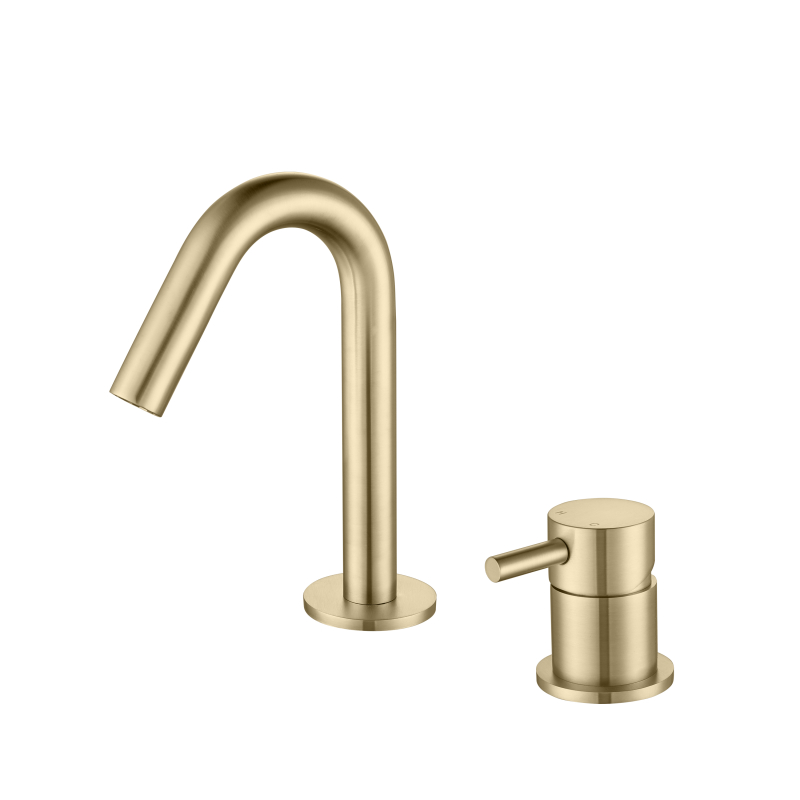 Grifo para fregadero de recipiente de acero inoxidable en oro cepillado