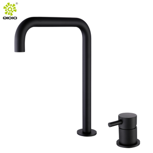 Grifo de lavabo de baño de acero inoxidable 304 caliente y frío negro mate de dos agujeros de venta en caliente