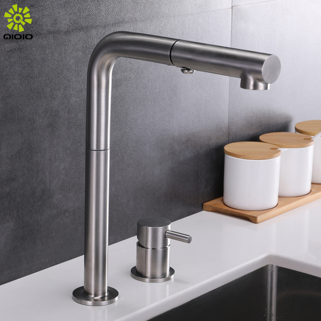 Acero inoxidable 304 extraiga el grifo de cocina frío y caliente