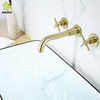 Grifo mezclador de lavabo oculto montado en la pared de dos manijas de alta calidad de acero inoxidable 304